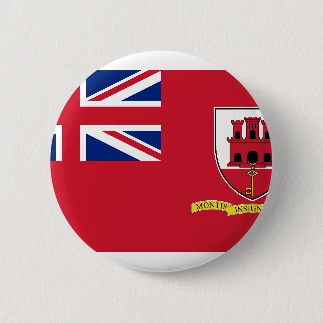 Badge Rond 5 Cm Drapeau civil Gibraltar, Royaume-Uni (Devant)