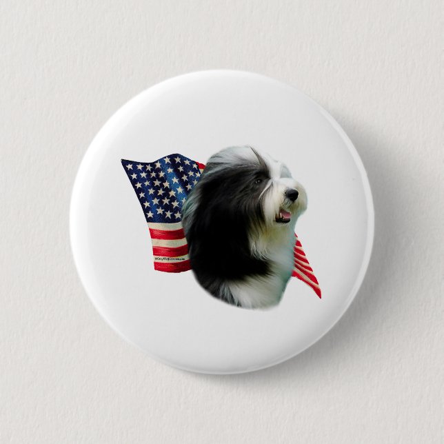 Badge Rond 5 Cm Drapeau Collie hérissé (Devant)