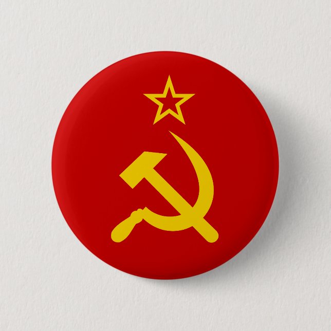 Badge Rond 5 Cm Drapeau communiste URSS de la Russie (Devant)