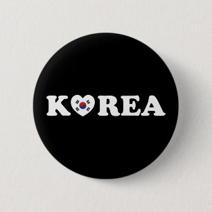 Badge Rond 5 Cm Drapeau coréen Love Heart