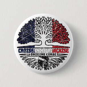 Badge Rond 5 Cm Drapeau Corse France Arbre