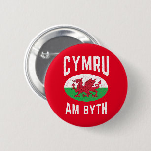 Badge Rond 5 Cm Drapeau Cymru Am Byth Wales Fier Rugby Vintage gal