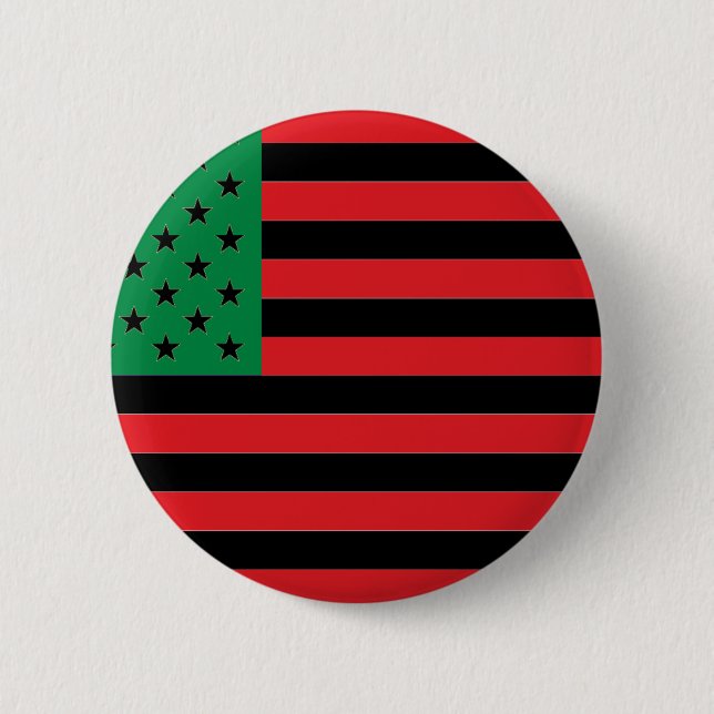 Badge Rond 5 Cm Drapeau d'Afro-américain - noir et vert rouges (Devant)