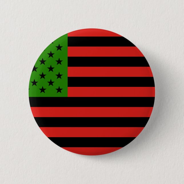 Badge Rond 5 Cm Drapeau d'Afro-américain - noir et vert rouges (Devant)