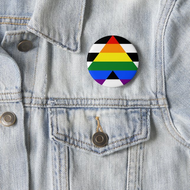 Badge Rond 5 Cm Drapeau d'allié straight de SlipperyJoe, arc-en-ci (En situation)