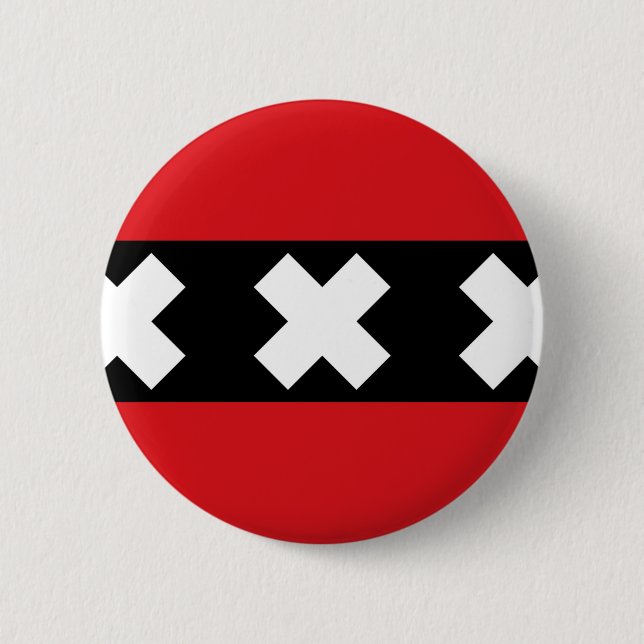 Badge Rond 5 Cm Drapeau d'Amsterdam (Devant)