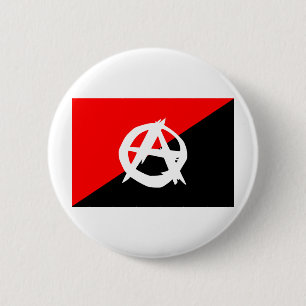Badge Rond 5 Cm Drapeau d'anarchiste avec le symbole d'A