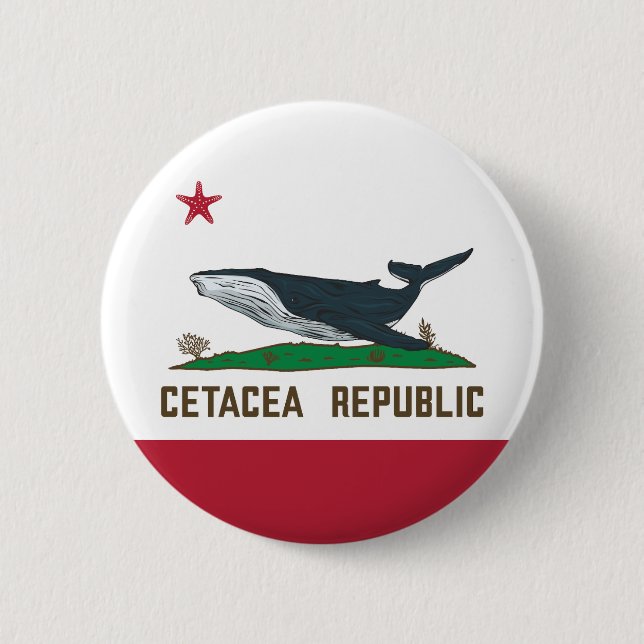 Badge Rond 5 Cm Drapeau de baleines de la République de Cétacée (Devant)