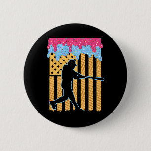 Badge Rond 5 Cm Drapeau de base-ball Bat Boys Ice Cream American F