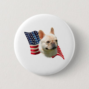 Badge Rond 5 Cm Drapeau de bouledogue français