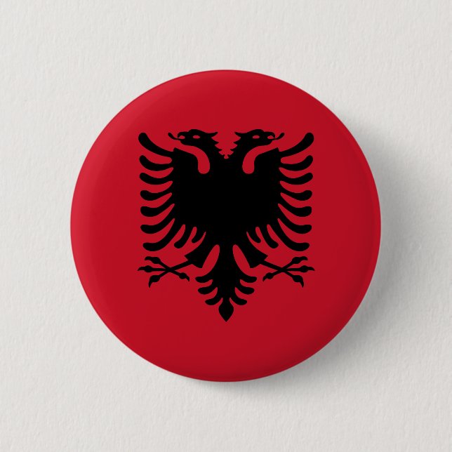 Badge Rond 5 Cm Drapeau de bouton de l'Albanie (Devant)