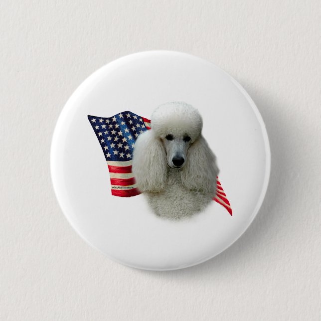 Badge Rond 5 Cm Drapeau de caniche (blanc) (Devant)