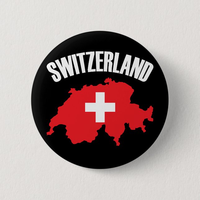 Badge Rond 5 Cm Drapeau de carte Suisse (Devant)