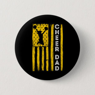 Badge Rond 5 Cm Drapeau de Cheerleading Jaune Cheer Papa