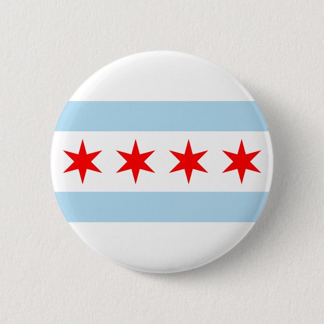 Badge Rond 5 Cm Drapeau de Chicago (Devant)