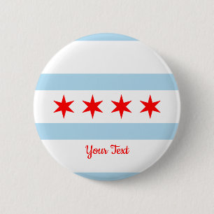Badge Rond 5 Cm Drapeau de Chicago, Illinois Button