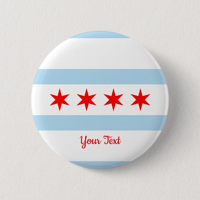 Badge Rond 5 Cm Drapeau de Chicago, Illinois Button (Devant)