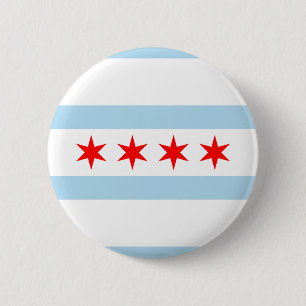 Badge Rond 5 Cm Drapeau de Chicago, Illinois Button