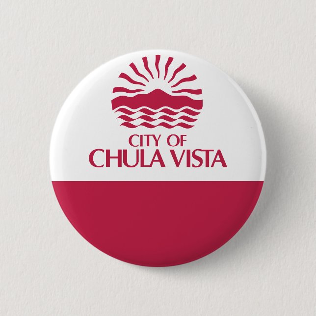 Badge Rond 5 Cm Drapeau de Chula Vista, Californie (Devant)