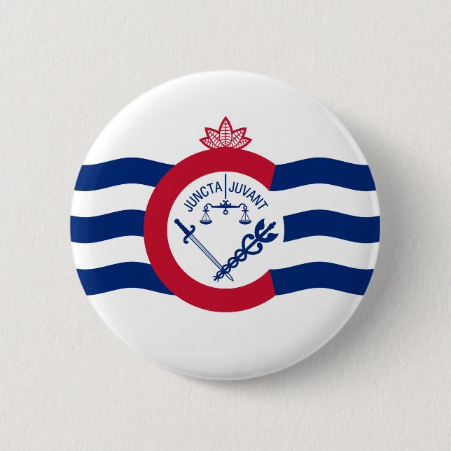 Badge Rond 5 Cm Drapeau de Cincinnati, Bouton de l'Ohio (Devant)