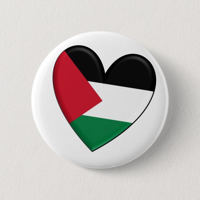 Badge Rond 5 Cm Drapeau de coeur de la Palestine (Devant)