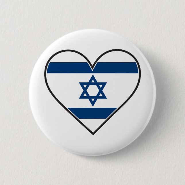 Badge Rond 5 Cm drapeau de coeur de l'Israël (Devant)