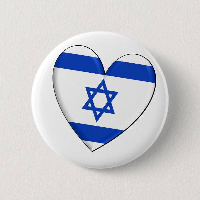 Badge Rond 5 Cm Drapeau de coeur de l'Israël (Devant)