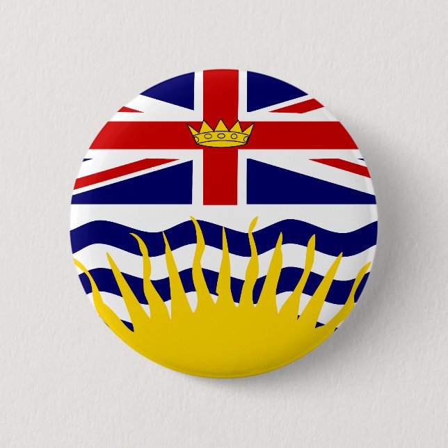 Badge Rond 5 Cm Drapeau de Colombie-Britannique du Canada (Devant)