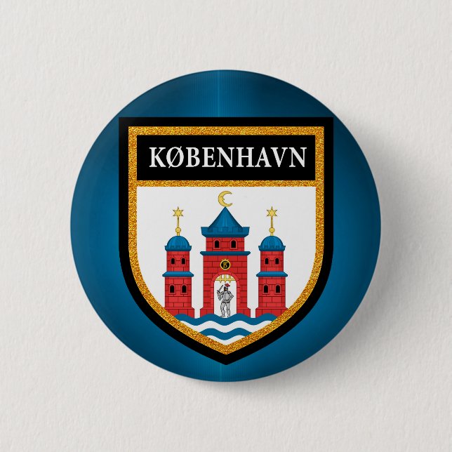 Badge Rond 5 Cm Drapeau de Copenhague (Devant)