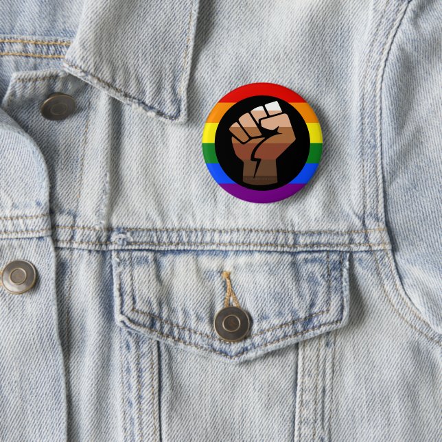 Badge Rond 5 Cm Drapeau de couleur des personnes queer de Slippery (En situation)