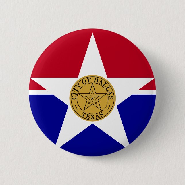 Badge Rond 5 Cm Drapeau de Dallas, Texas Pinback Button (Devant)