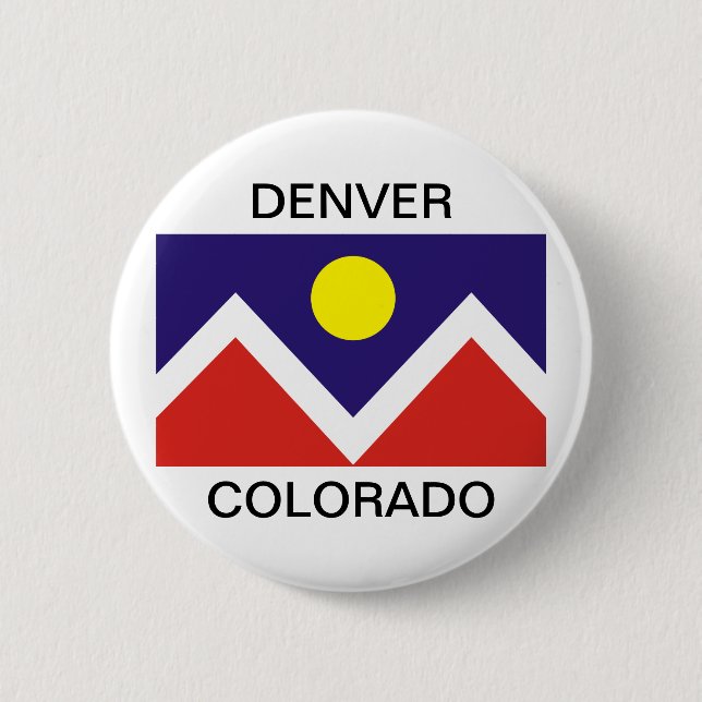 Badge Rond 5 Cm Drapeau de Denver, Colorado (Devant)