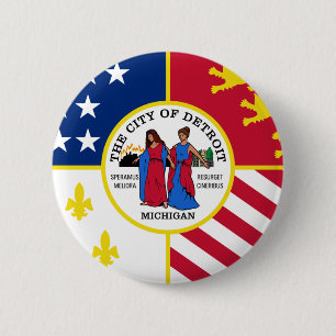 Badge Rond 5 Cm Drapeau de Detroit