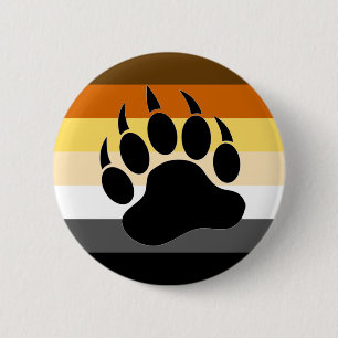 Badge Rond 5 Cm Drapeau de fierté de l'ours gay Patte d'ours