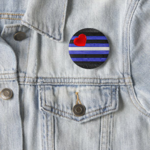 Badge Rond 5 Cm Drapeau de fierté en cuir SlipperyJoe's noir bleu 