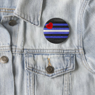 Badge Rond 5 Cm Drapeau de fierté en cuir SlipperyJoe's noir bleu 