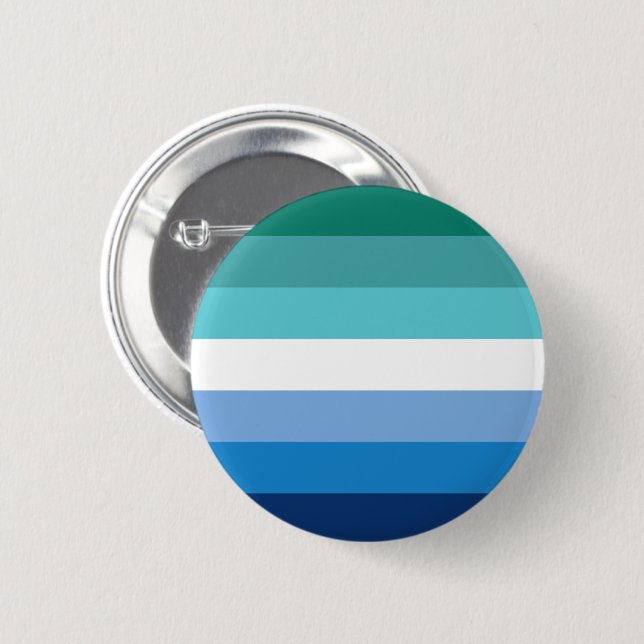 Badge Rond 5 Cm Drapeau de fierté masculine gaie (Azure) (Devant & derrière)