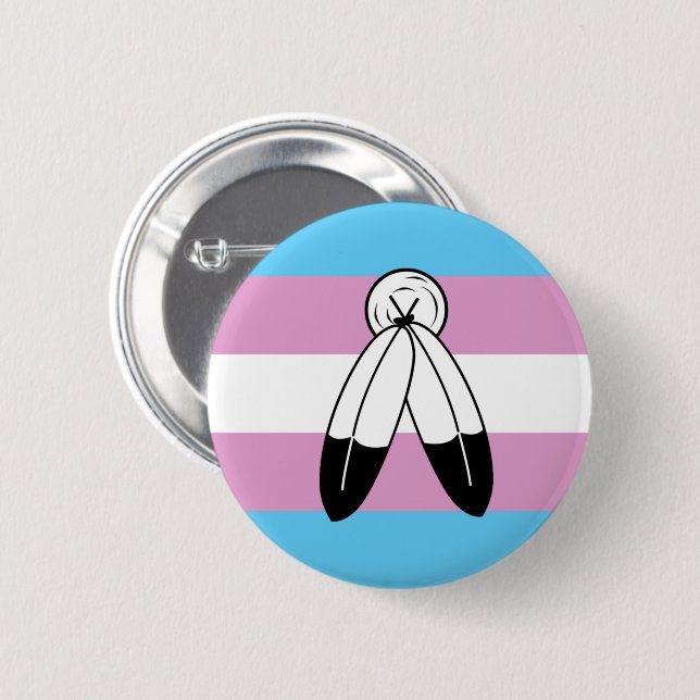 Badge Rond 5 Cm Drapeau de fierté trans bispirituel (Devant & derrière)