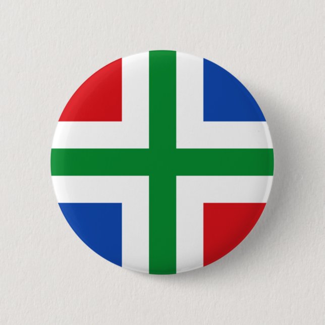 Badge Rond 5 Cm Drapeau de Groningue (province) (Devant)