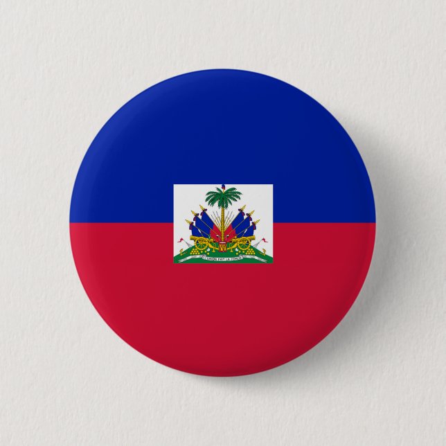 Badge Rond 5 Cm Drapeau de Hatian (Devant)
