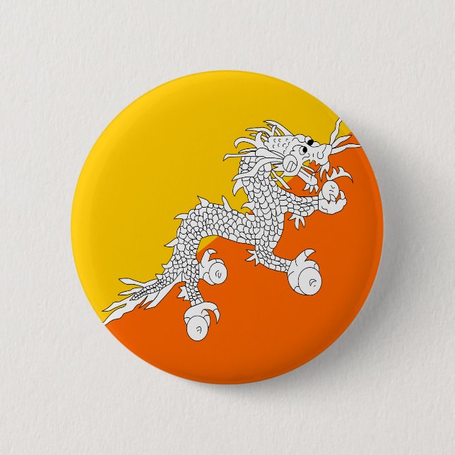 Badge Rond 5 Cm Drapeau de haute qualité du Bhutan (Devant)