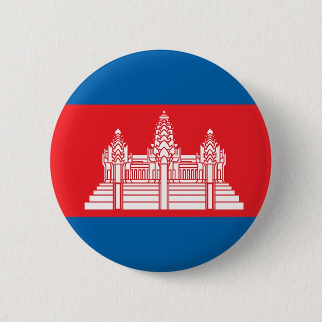 Badge Rond 5 Cm Drapeau de haute qualité du Cambodge (Devant)