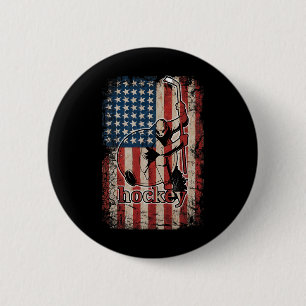 Badge Rond 5 Cm Drapeau de hockey patriotique Usa américain pour l