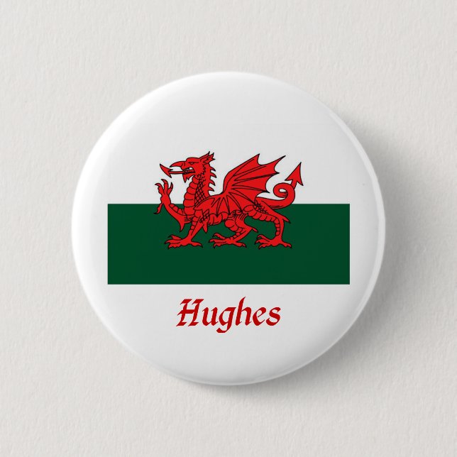 Badge Rond 5 Cm Drapeau de Hughes Gallois (Devant)