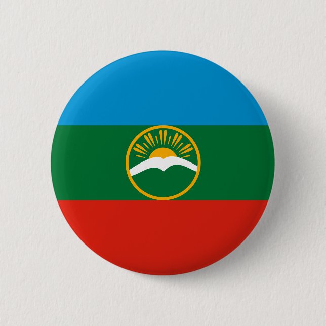 Badge Rond 5 Cm Drapeau de Karatchaïevo-Tcherkessie (Devant)