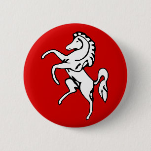 Badge Rond 5 Cm Drapeau de Kent (Cheval Blanc) (Comté d'Angleterre
