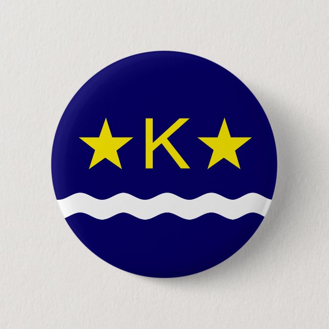 Badge Rond 5 Cm Drapeau de Kinshasa, Congo Pinback Button (Devant)
