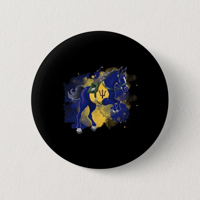 Badge Rond 5 Cm Drapeau de la Barbade équitation (Devant)