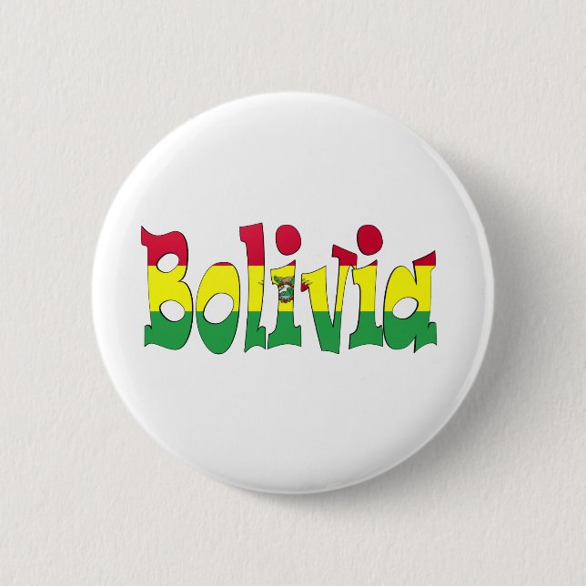 Badge Rond 5 Cm Drapeau de la Bolivie (Devant)