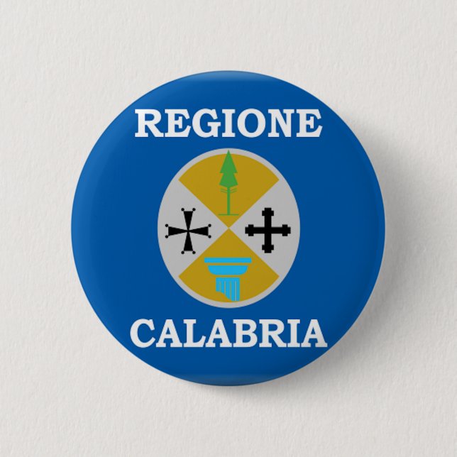 Badge Rond 5 Cm Drapeau de la Calabre (Italie) (Devant)